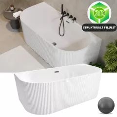   HD Atlanta White félszabadonálló akril kád szürke túlfolyóval és click-clack leeresztővel, 170x80x58 cm