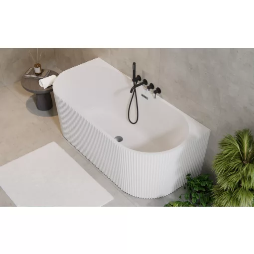 HD Atlanta White félszabadonálló akril kád szürke túlfolyóval és click-clack leeresztővel, 170x80x58 cm