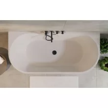 HD Atlanta White félszabadonálló akril kád matt fekete túlfolyóval és click-clack leeresztővel, 170x80x58 cm