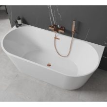 HD Florida White 150/160/170 cm hosszú félszabadonálló akril kád rózsa arany túlfolyóval és click-clack leeresztővel