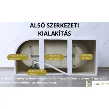 HD Florida White 150/160/170 cm hosszú félszabadonálló akril kád szálcsiszolt arany túlfolyóval és click-clack leeresztővel