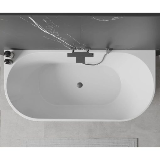 HD Florida White 150/160/170 cm hosszú félszabadonálló akril kád szürke túlfolyóval és click-clack leeresztővel