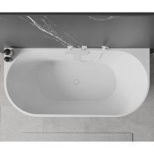 HD Florida White 160x80 félszabadonálló akril kád fényes fehér túlfolyóval és click-clack leeresztővel