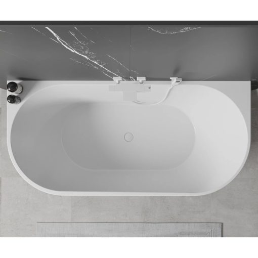 HD Florida White 160x80 félszabadonálló akril kád fényes fehér túlfolyóval és click-clack leeresztővel