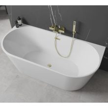 HD Florida White 160x80 félszabadonálló akril kád szálcsiszolt arany túlfolyóval és click-clack leeresztővel