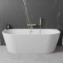 HD Florida White 160x80 félszabadonálló akril kád szálcsiszolt arany túlfolyóval és click-clack leeresztővel