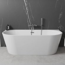 HD Florida White 160x80 félszabadonálló akril kád szürke túlfolyóval és click-clack leeresztővel