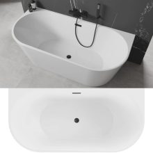 HD Florida White 160x80 félszabadonálló akril kád matt fekete túlfolyóval és click-clack leeresztővel