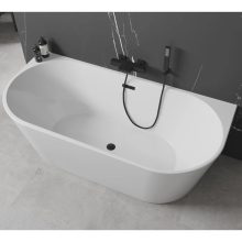 HD Florida White 160x80 félszabadonálló akril kád matt fekete túlfolyóval és click-clack leeresztővel