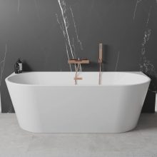 HD Florida White 170x80 félszabadonálló akril kád rózsa arany túlfolyóval és click-clack leeresztővel