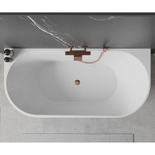 HD Florida White 170x80 félszabadonálló akril kád rózsa arany túlfolyóval és click-clack leeresztővel