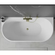 HD Florida White 170x80 félszabadonálló akril kád fényes arany túlfolyóval és click-clack leeresztővel