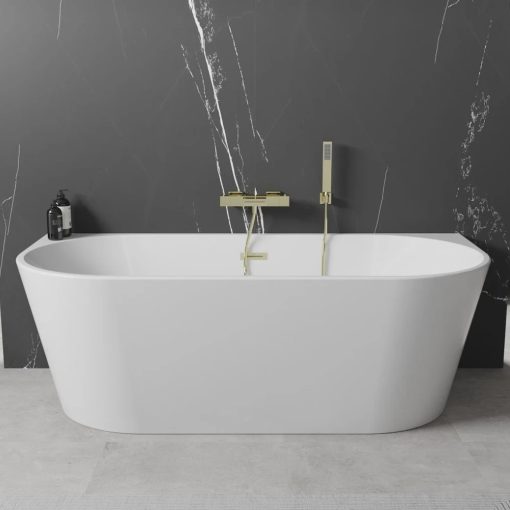 HD Florida White 170x80 félszabadonálló akril kád szálcsiszolt arany túlfolyóval és click-clack leeresztővel