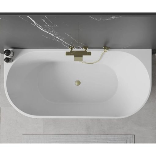 HD Florida White 170x80 félszabadonálló akril kád szálcsiszolt arany túlfolyóval és click-clack leeresztővel