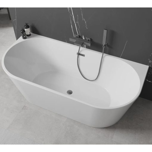 HD Florida White 170x80 félszabadonálló akril kád szürke túlfolyóval és click-clack leeresztővel