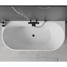 HD Florida White 170x80 félszabadonálló akril kád matt fekete túlfolyóval és click-clack leeresztővel