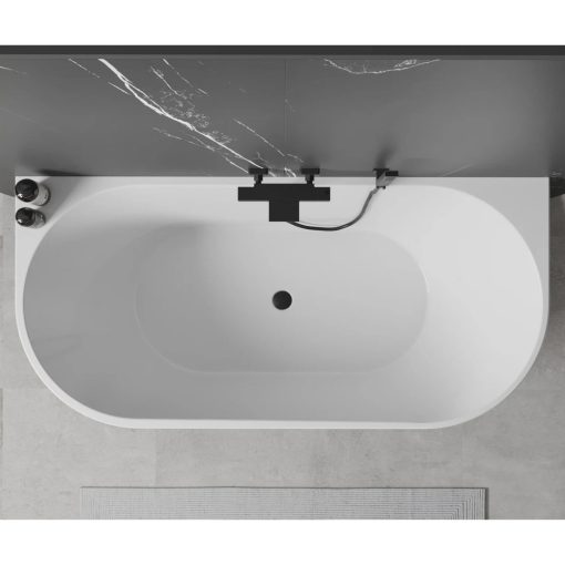 HD Florida White 170x80 félszabadonálló akril kád matt fekete túlfolyóval és click-clack leeresztővel