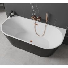 HD Florida Black 170x80 félszabadonálló akril kád rózsa arany túlfolyóval és click-clack leeresztővel