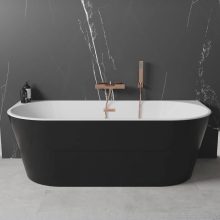 HD Florida Black 170x80 félszabadonálló akril kád rózsa arany túlfolyóval és click-clack leeresztővel