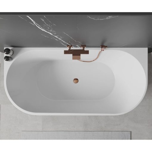 HD Florida Black 170x80 félszabadonálló akril kád rózsa arany túlfolyóval és click-clack leeresztővel