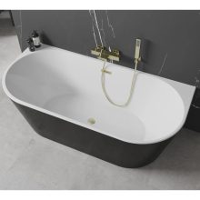 HD Florida Black 170x80 félszabadonálló akril kád szálcsiszolt arany túlfolyóval és click-clack leeresztővel