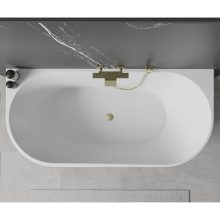 HD Florida Black 170x80 félszabadonálló akril kád szálcsiszolt arany túlfolyóval és click-clack leeresztővel