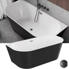   HD Florida Black 170x80 félszabadonálló akril kád szürke túlfolyóval és click-clack leeresztővel