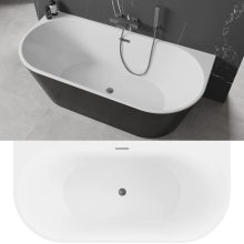 HD Florida Black 170x80 félszabadonálló akril kád szürke túlfolyóval és click-clack leeresztővel