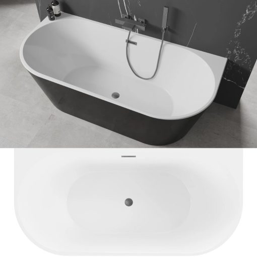 HD Florida Black 170x80 félszabadonálló akril kád szürke túlfolyóval és click-clack leeresztővel