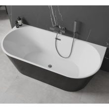 HD Florida Black 170x80 félszabadonálló akril kád szürke túlfolyóval és click-clack leeresztővel