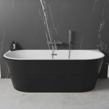 HD Florida Black 170x80 félszabadonálló akril kád szürke túlfolyóval és click-clack leeresztővel