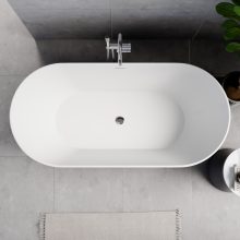 HD Naomi Black&White ovális térben álló akril kád fényes króm click-clack leeresztővel és slim túlfolyóval, 170x75x60 cm