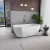   HD Naomi White ovális térben álló akril kád rózsa arany click-clack leeresztővel és slim túlfolyóval, 170x75x60 cm
