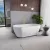   HD Naomi White ovális térben álló akril kád szálcsiszolt arany click-clack leeresztővel és slim túlfolyóval, 170x75x60 cm