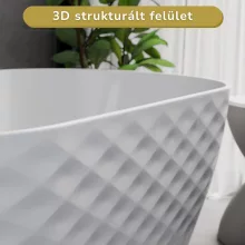 HD Naomi White ovális térben álló akril kád matt fekete click-clack leeresztővel és slim túlfolyóval, 170x75x60 cm