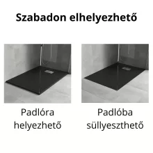 HD Marco+ Black 80x100 SMC kompozit slim szögletes kőhatású zuhanytálca, krómozott ráccsal, 2,6 cm magas, szifon nélkül