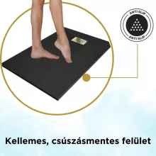HD Marco+ Black 80x100 SMC kompozit slim szögletes kőhatású zuhanytálca, arany színű ráccsal, 2,6 cm magas, szifon nélkül