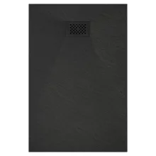 HD Marco+ Black 80x100 SMC kompozit slim szögletes kőhatású zuhanytálca, fekete ráccsal, 2,6 cm magas, szifonnal