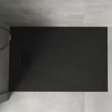 HD Marco+ Black 80x100 SMC kompozit slim szögletes kőhatású zuhanytálca, fekete ráccsal, 2,6 cm magas, szifon nélkül