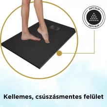 HD Marco+ Black 80x100 SMC kompozit slim szögletes kőhatású zuhanytálca, fekete ráccsal, 2,6 cm magas, szifon nélkül