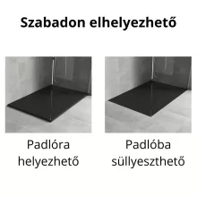 HD Marco+ Black 80x100 SMC kompozit slim szögletes kőhatású zuhanytálca, fekete ráccsal, 2,6 cm magas, szifon nélkül