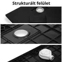 HD Marco+ Black Marble 80x100 SMC kompozit slim szögletes kőhatású zuhanytálca, krómozott ráccsal, 2,6 cm magas, szifonnal