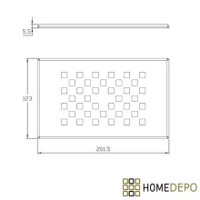 HD Marco+ Black Marble 80x100 SMC kompozit slim szögletes kőhatású zuhanytálca, krómozott ráccsal, 2,6 cm magas, szifon nélkül