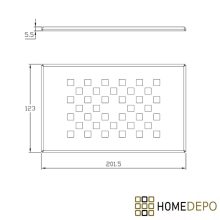 HD Marco+ Black Marble 80x100 SMC kompozit slim szögletes kőhatású zuhanytálca, arany színű ráccsal, 2,6 cm magas, szifon nélkül