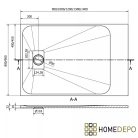 HD Marco+ Black Marble 80x100 SMC kompozit slim szögletes kőhatású zuhanytálca, fekete ráccsal, 2,6 cm magas, szifonnal