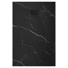 HD Marco+ Black Marble 80x100 SMC kompozit slim szögletes kőhatású zuhanytálca, fekete ráccsal, 2,6 cm magas, szifon nélkül