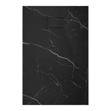 HD Marco Black Marble 80x100 SMC kompozit slim szögletes kőhatású zuhanytálca, 2,6 cm magas, szifonnal