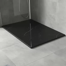 HD Marco Black Marble 80x100 SMC kompozit slim szögletes kőhatású zuhanytálca, 2,6 cm magas, szifon nélkül