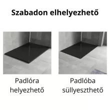 HD Marco Black 80x100 SMC kompozit slim szögletes kőhatású zuhanytálca, 2,6 cm magas, szifon nélkül