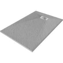 HD Marco+ Gray 80x100 SMC kompozit slim szögletes kőhatású zuhanytálca, krómozott ráccsal, 2,6 cm magas, szifon nélkül